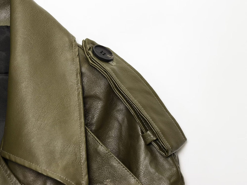 Kurze Motorradjacke aus PU-Leder mit langen Ärmeln