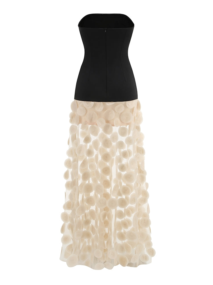 Gepunktetes Mesh-Kleid in A-Linie