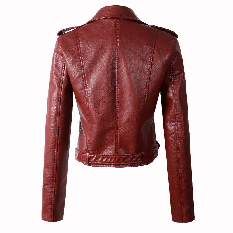Motorrad-Lederjacke aus Kunstleder mit Revers