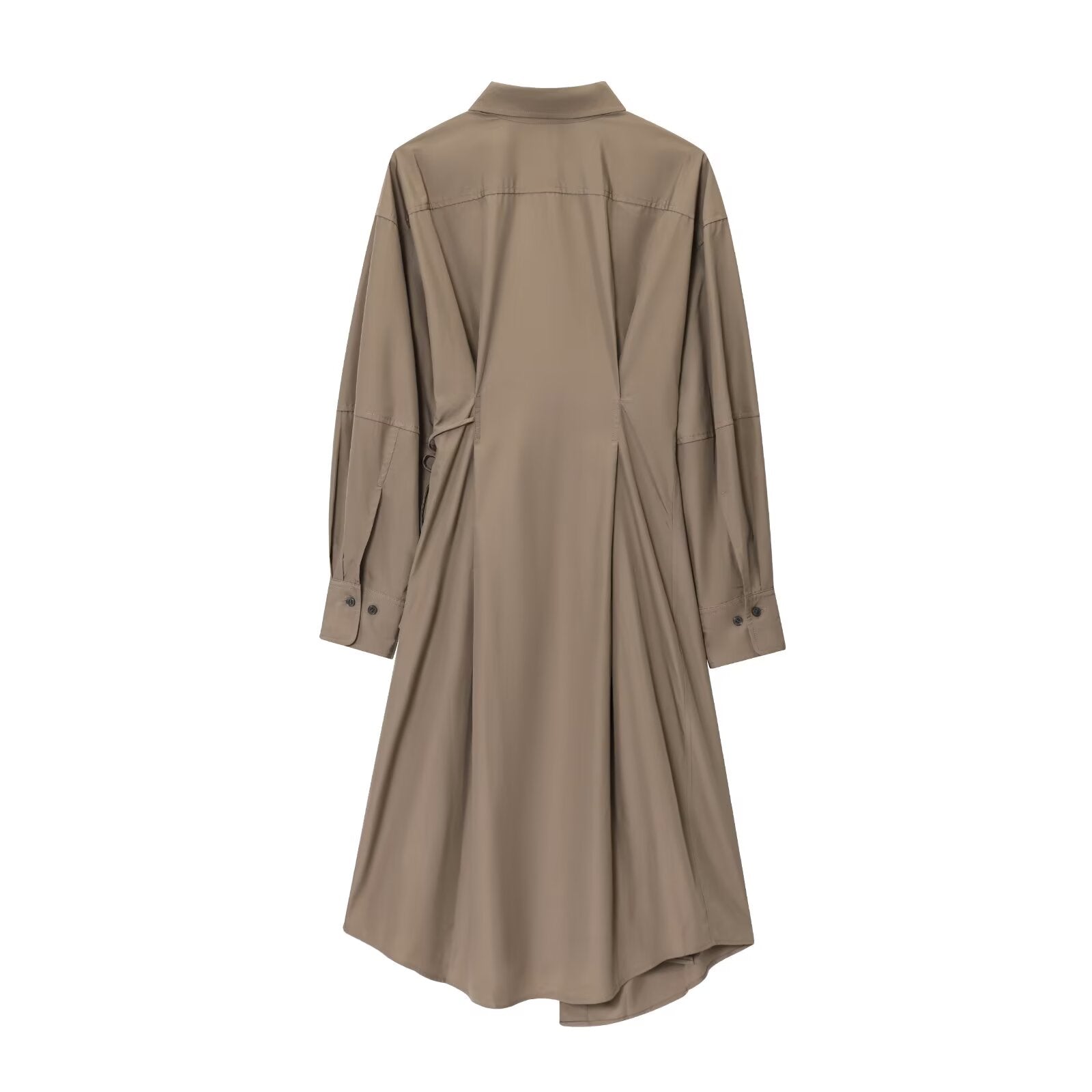 Langes asymmetrisches Hemdkleid mit Revers und langen Ärmeln