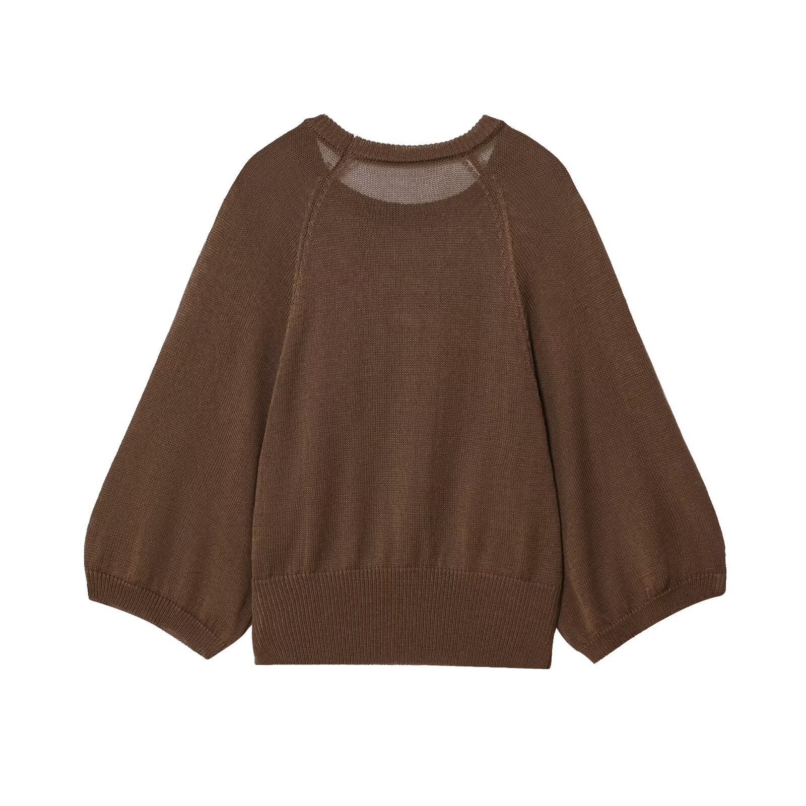 Gehäkelter Pullover mit U-Ausschnitt und kurzen Ärmeln