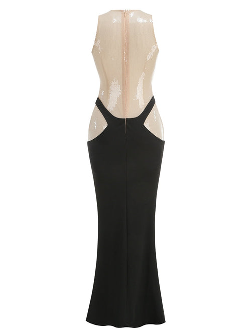 Paillettenkleid mit Kontrast-Details