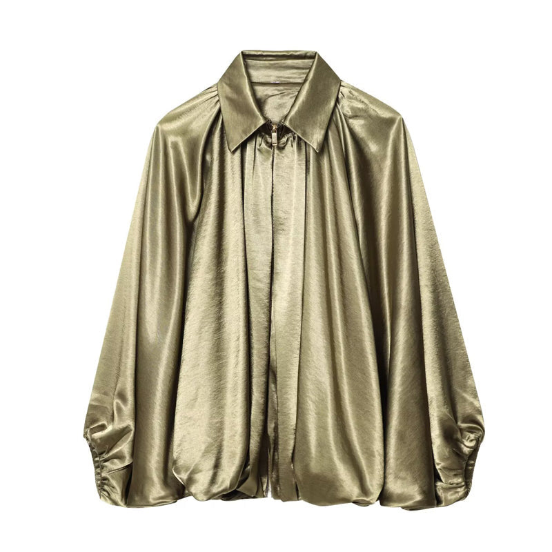 Lässige Jacke mit langen Ärmeln und Reißverschluss