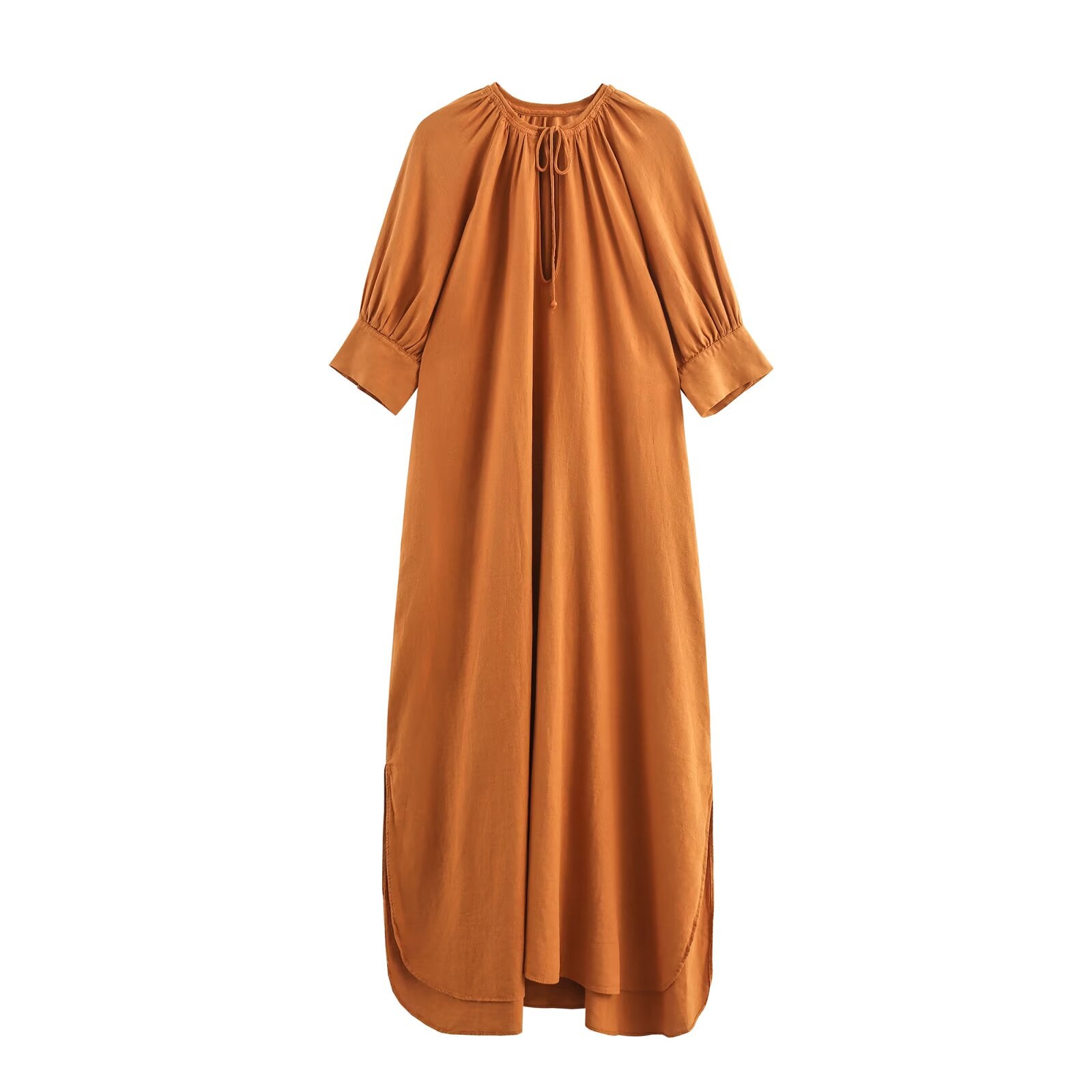 Lässiges Midi-Kleid mit V-Ausschnitt und halben Ärmeln