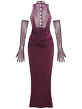 Ärmelloses Abendkleid mit Handschuhen