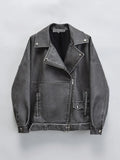 Vintage-Jacke aus Kunstleder mit Reißverschluss und Gürtel