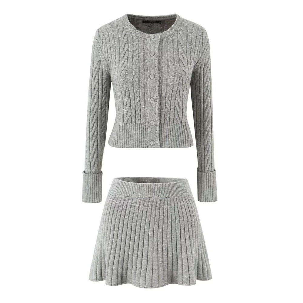 Strickkleid mit Rundhalsausschnitt und Minirock im Twisted-Design