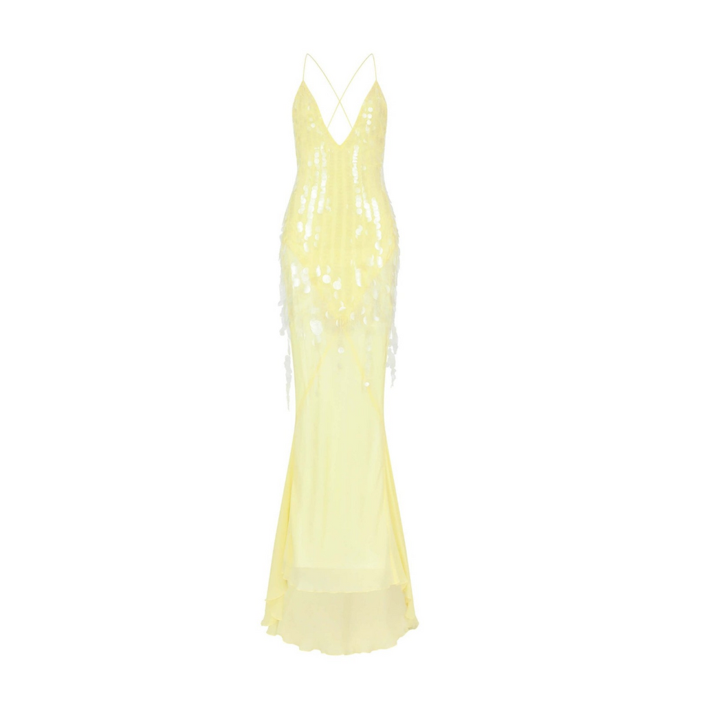 Abendkleid mit Pailletten-Applikation