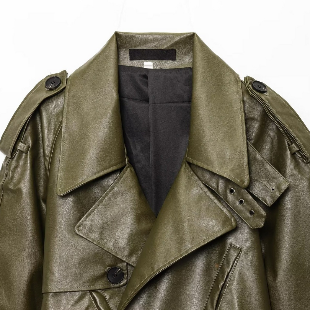 Kurze Motorradjacke aus PU-Leder mit langen Ärmeln