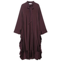 Elegantes, langes Kleid mit Fledermausärmeln, Rüschen